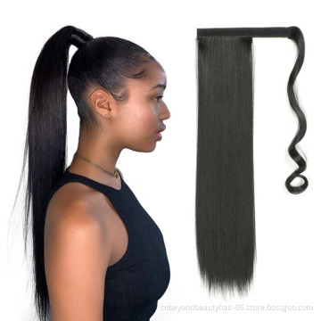 Wrap Around Straight Hair Ponytail Straight Hair Extension Clip in 22 Inch Synthetic Hair Ponytails
